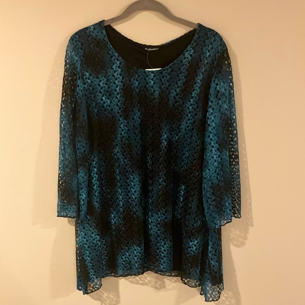 NWT Teal and Black Lace Overlay Women’s Top from Suzanne’s